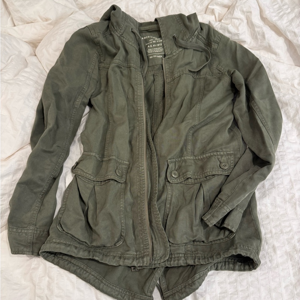 American Eagle Outfitters Green Utility Jacket Casual Fit